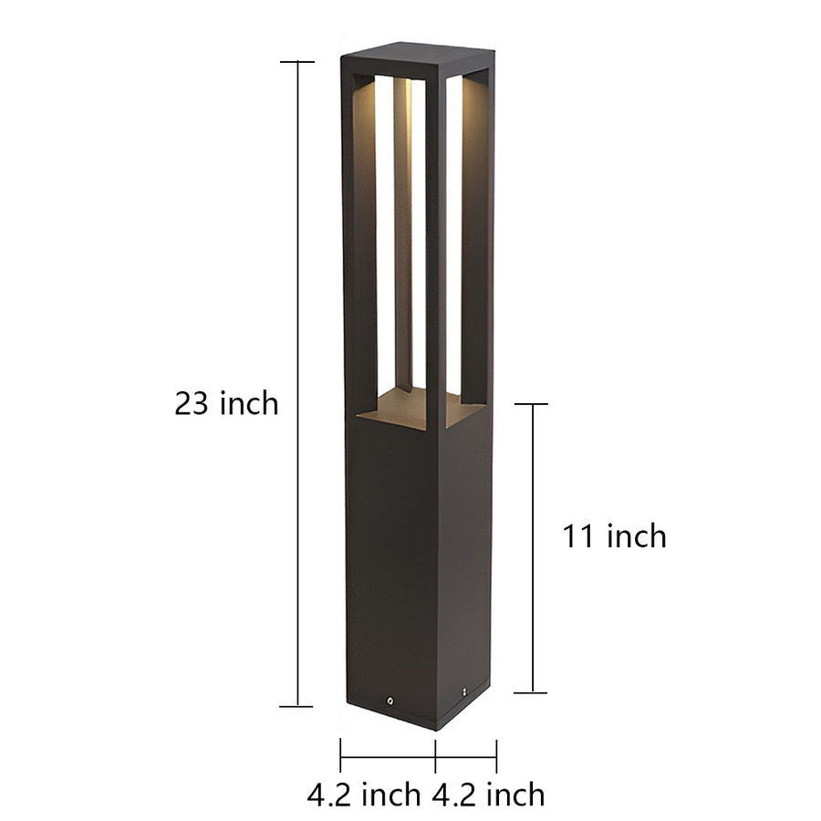 Modern Outdoor LED Bollard Garden Light 4-Beam Glass Aluminum Black 4 Heights