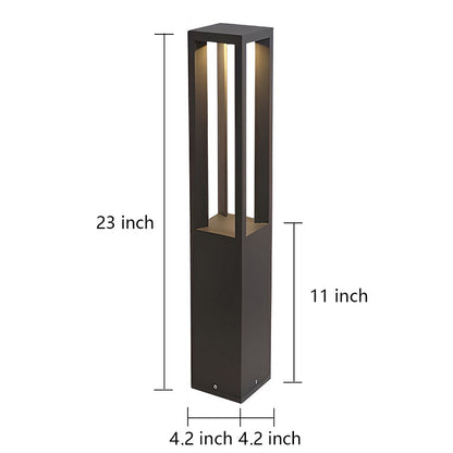 Modern Outdoor LED Bollard Garden Light 4-Beam Glass Aluminum Black 4 Heights