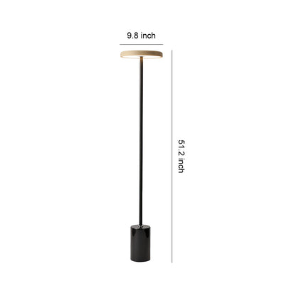 Modern Floor Lamp LED Circular Acrylic Uplight Marble Base Iron Pole 3 Color Temperature Dimmable Remote Walnut Wood 51 Inch