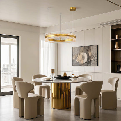 Geometric Ring Chandelier with Integrated LED and Aluminum Frame in Three Finish Options
