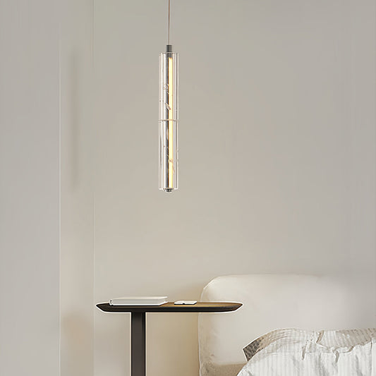 Crystal Ice Column Mini Pendant Chrome Linear LED Warm White 2 Sizes