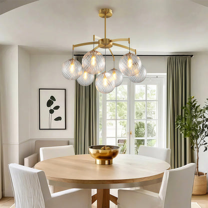 Glass Sphere Chandelier Copper Frame Multi-Arm G9 7 9 13 Heads Copper Nickel Black