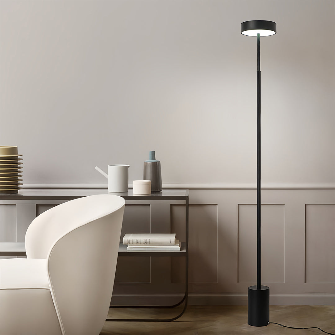 Modern Floor Lamp LED Dimmable Frosted Acrylic Shade Iron Pole Remote Control Stepless Dimming Nordic Black Gray White 56 Inch