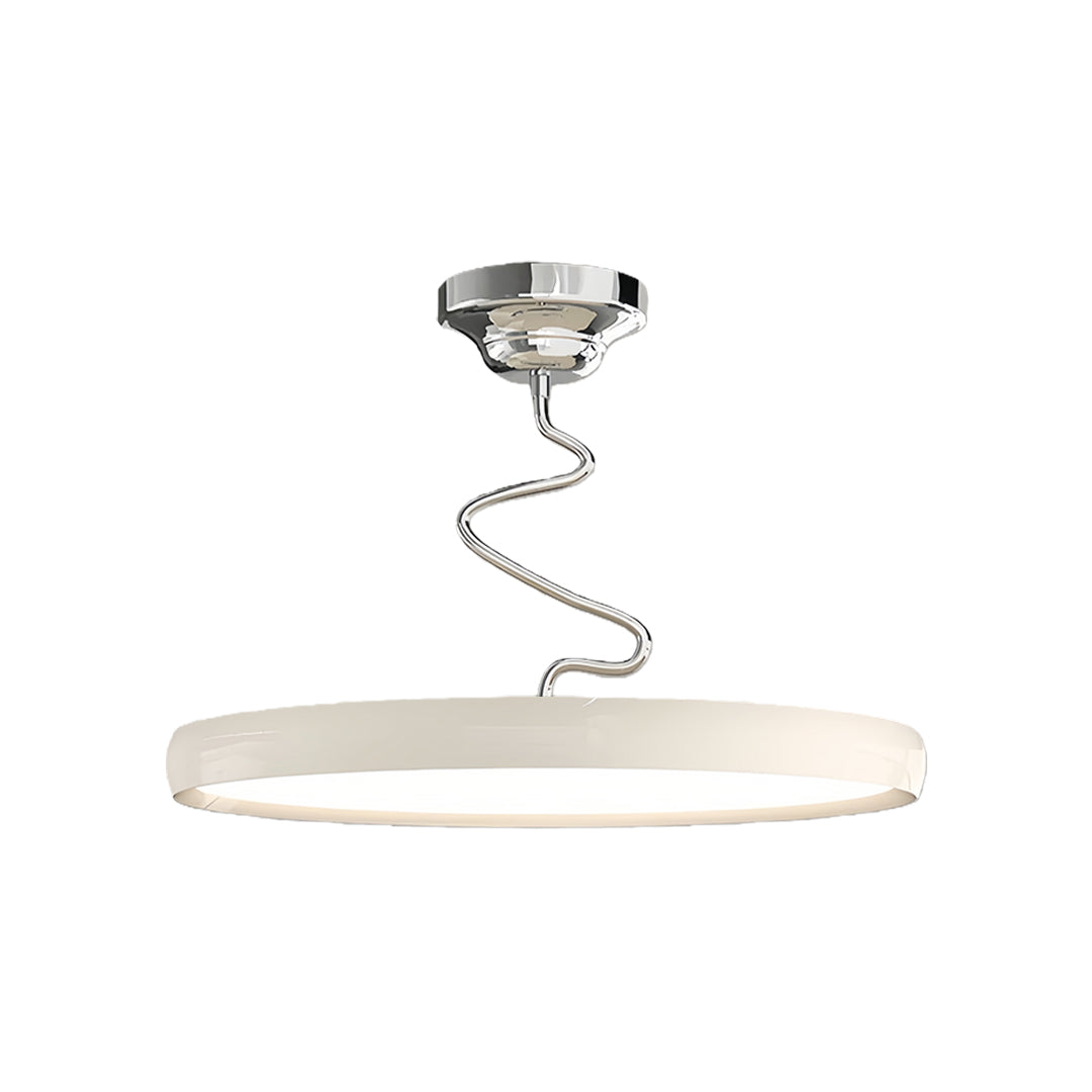 Twisted Rim Full-Spectrum LED Semi-Flush Ceiling Light — White / Green / Chrome