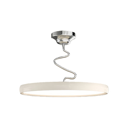 Twisted Rim Full-Spectrum LED Semi-Flush Ceiling Light — White / Green / Chrome