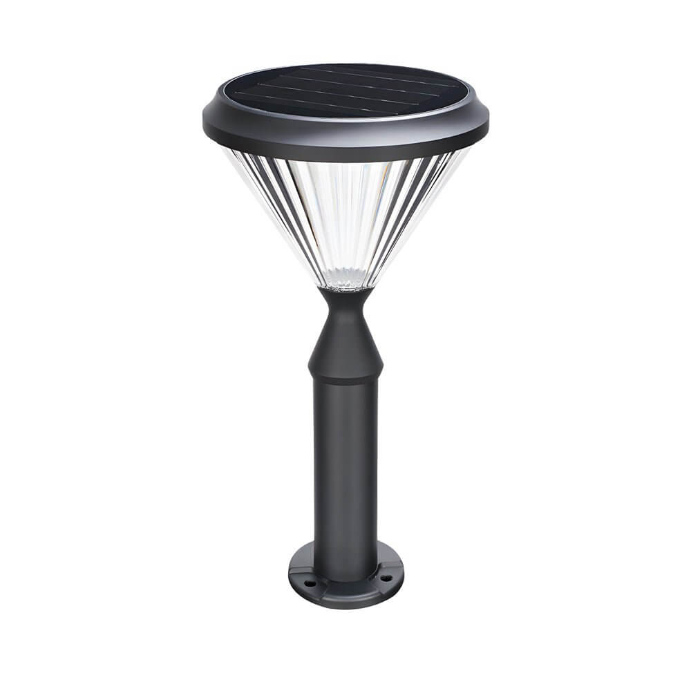 Modern Tapered Solar LED Post Light Waterproof Outdoor Pathway Landscape Lighting Black Aluminum PC IP65
