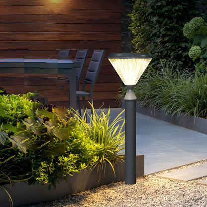 Modern Tapered Solar LED Post Light Waterproof Outdoor Pathway Landscape Lighting Black Aluminum PC IP65