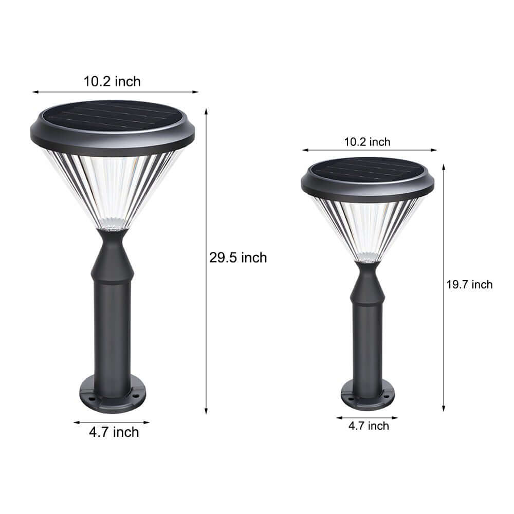 Modern Tapered Solar LED Post Light Waterproof Outdoor Pathway Landscape Lighting Black Aluminum PC IP65