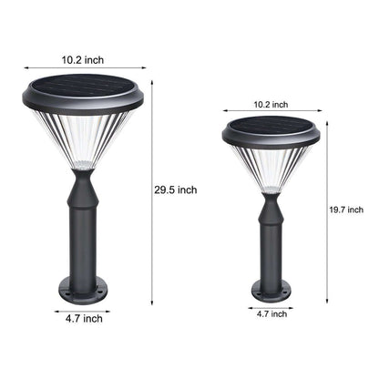 Modern Tapered Solar LED Post Light Waterproof Outdoor Pathway Landscape Lighting Black Aluminum PC IP65