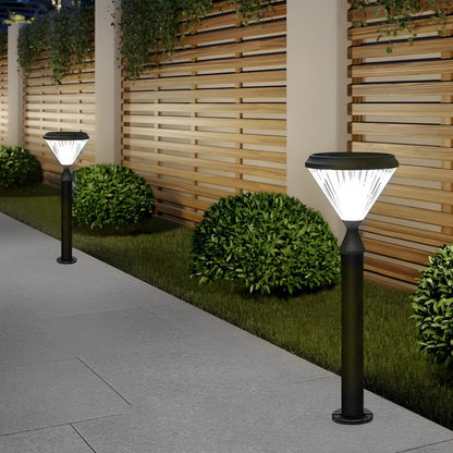Modern Tapered Solar LED Post Light Waterproof Outdoor Pathway Landscape Lighting Black Aluminum PC IP65