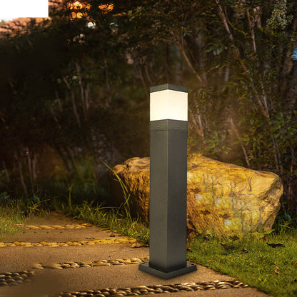 Modern Square LED Bollard Light 7W COB Waterproof Outdoor Pathway Lighting Black Aluminum IP65