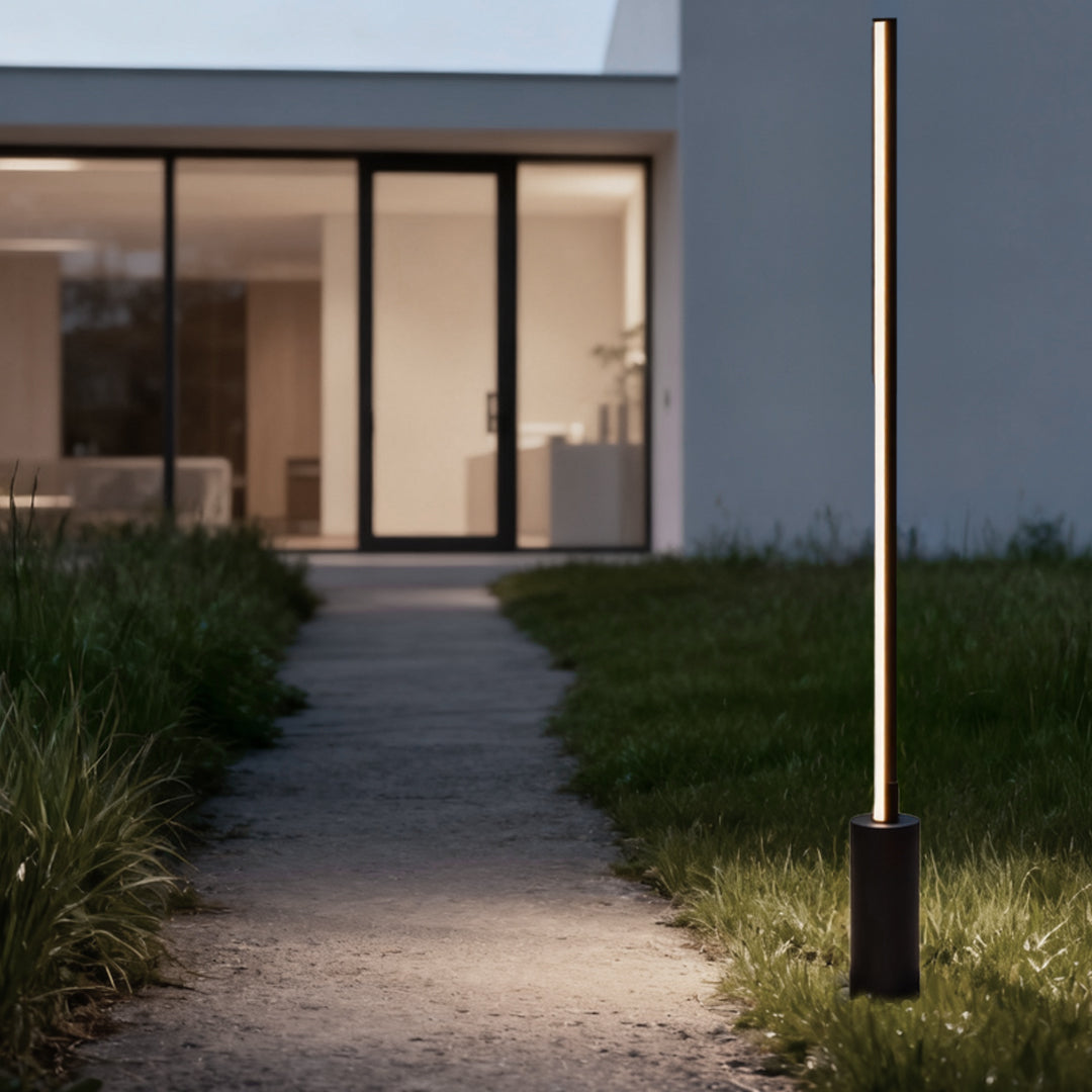 Contemporary Linear LED Outdoor Floor Lamp IP65 Stainless Steel 4 Heights 3000K