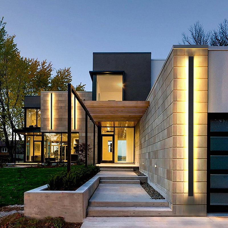 Linear Outdoor Wall Sconce Minimalist LED Black Lamp