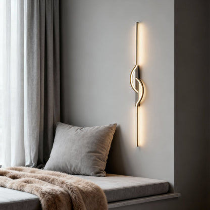 Curved Linear LED Wall Sconce Aluminum Silicone Dimmable 5 Sizes Black