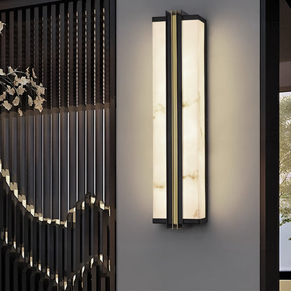 Modern LED Outdoor Wall Sconce Stainless Steel Resin Marble 30W 3CCT IP54 Black Gold 27 Inch