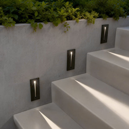 Recessed LED Slit Stair Light Die-Cast Aluminum Industrial Black IP65 2 Heights Hardwired