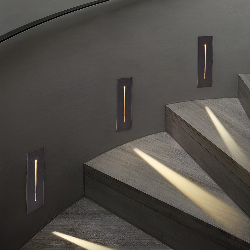 Recessed LED Slit Stair Light Die-Cast Aluminum Industrial Black IP65 2 Heights Hardwired