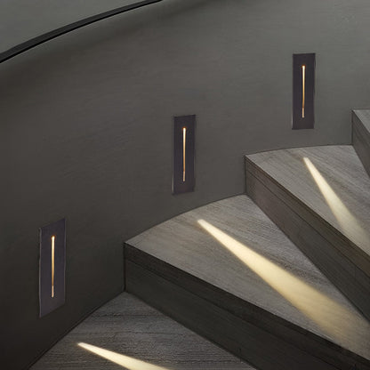 Recessed LED Slit Stair Light Die-Cast Aluminum Industrial Black IP65 2 Heights Hardwired