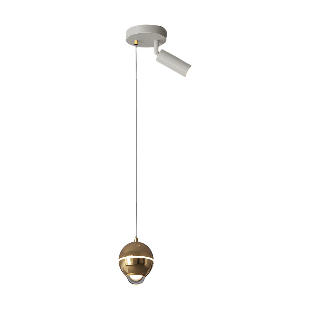 Metal Ball Pendant Light with Optional Integrated Spotlight and 3-Step Colour Temperature