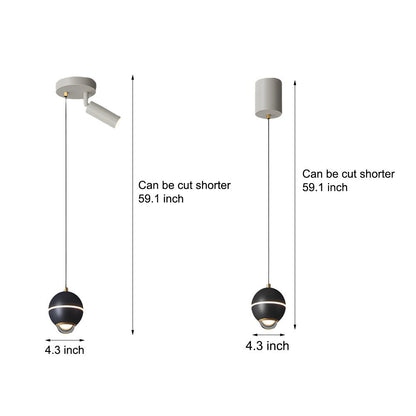 Metal Ball Pendant Light with Optional Integrated Spotlight and 3-Step Colour Temperature