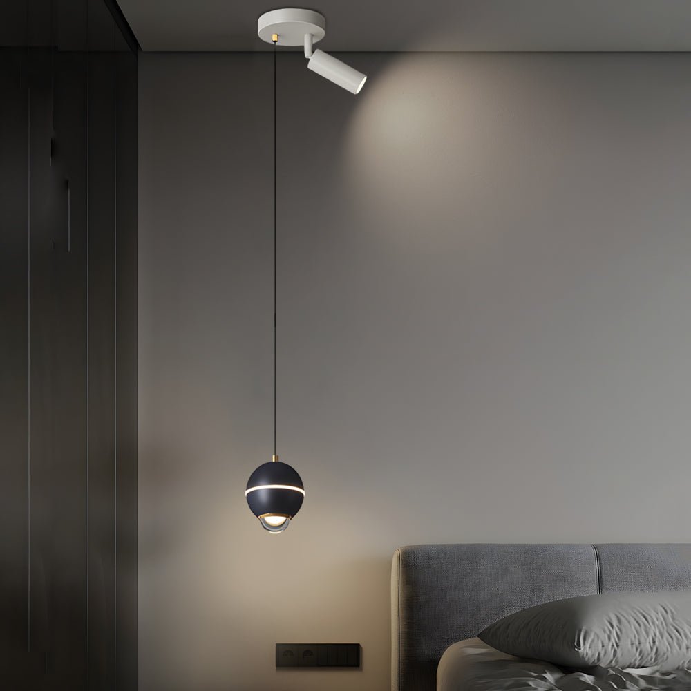 Metal Ball Pendant Light with Optional Integrated Spotlight and 3-Step Colour Temperature