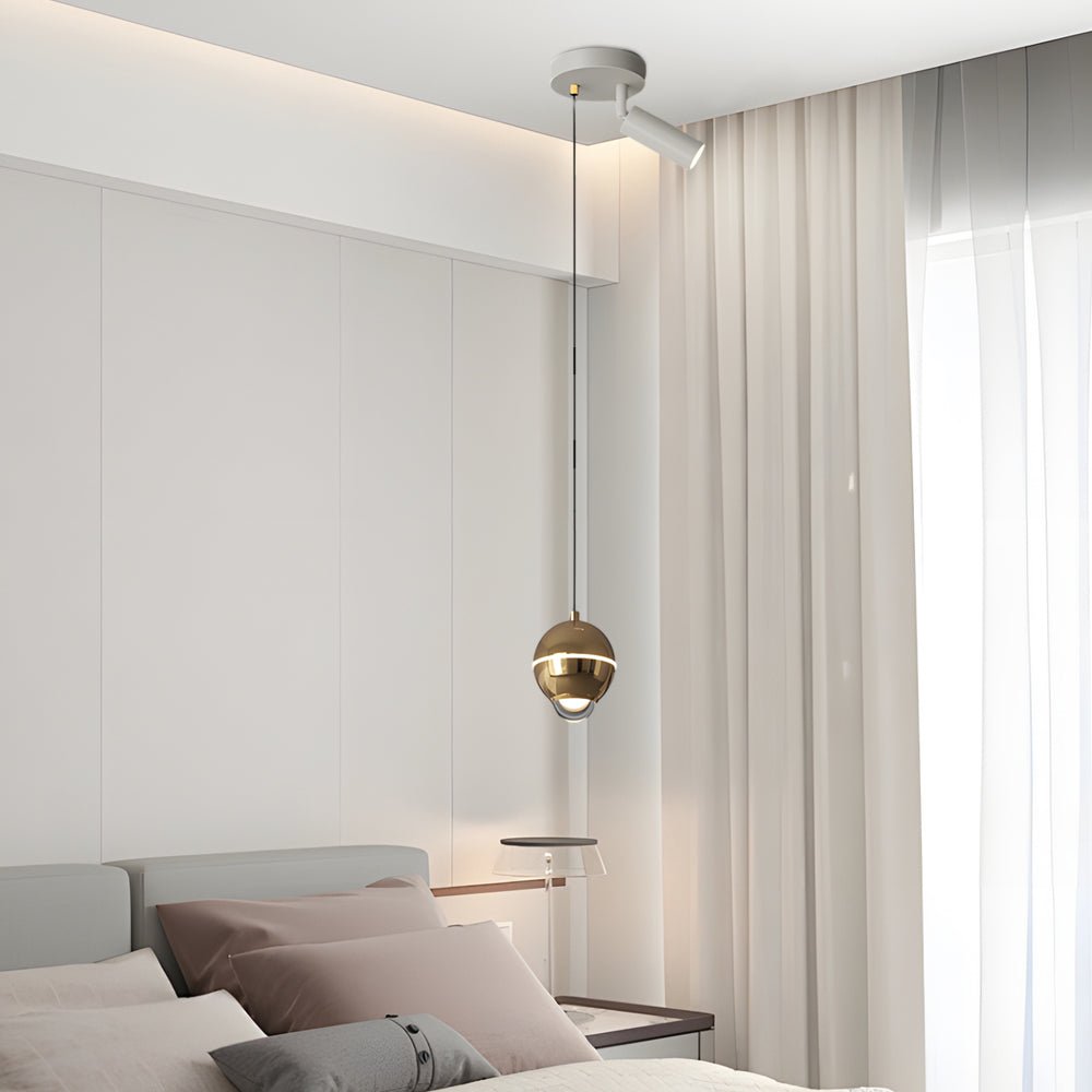 Metal Ball Pendant Light with Optional Integrated Spotlight and 3-Step Colour Temperature