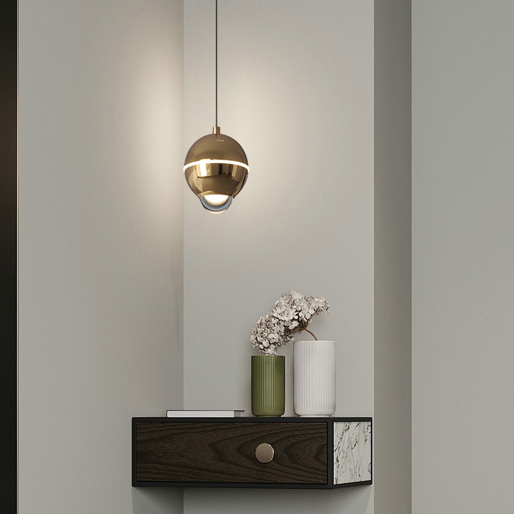 Metal Ball Pendant Light with Optional Integrated Spotlight and 3-Step Colour Temperature