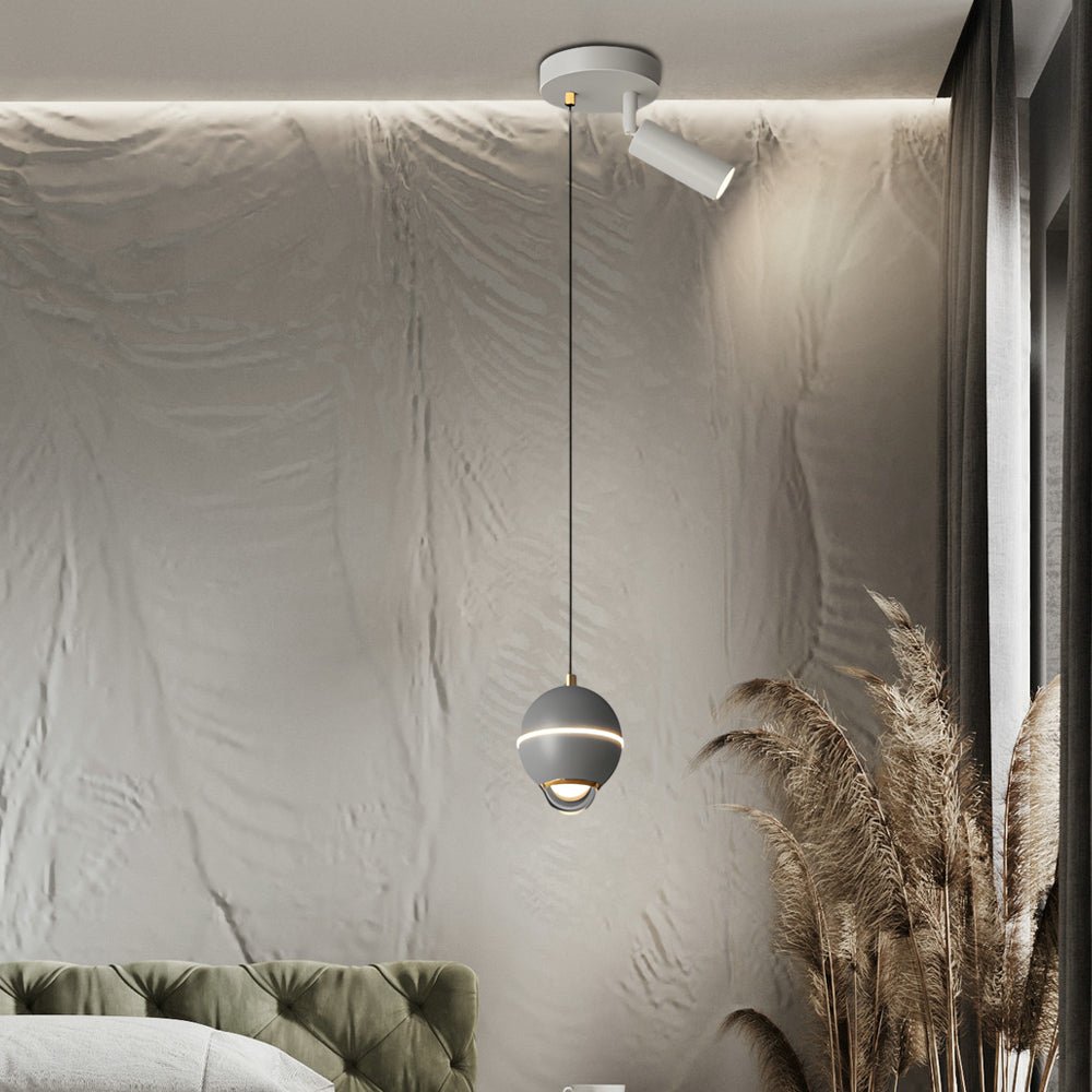 Metal Ball Pendant Light with Optional Integrated Spotlight and 3-Step Colour Temperature