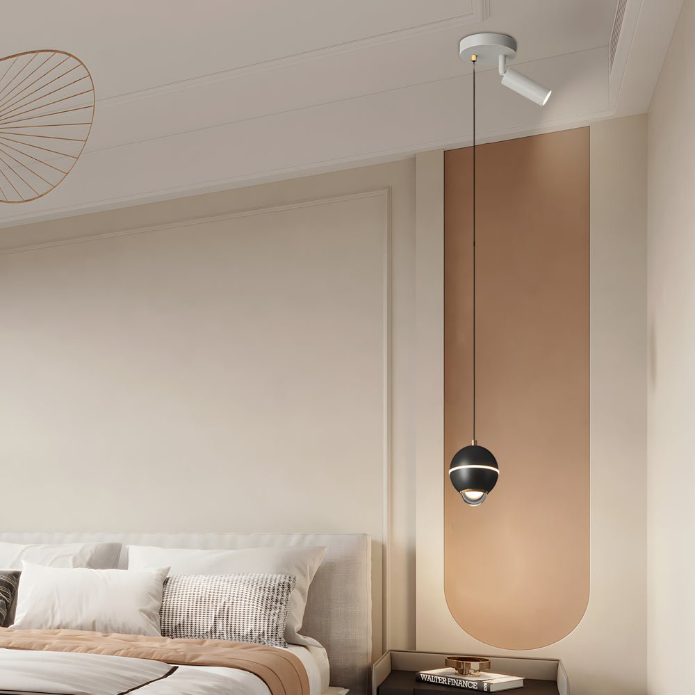 Metal Ball Pendant Light with Optional Integrated Spotlight and 3-Step Colour Temperature