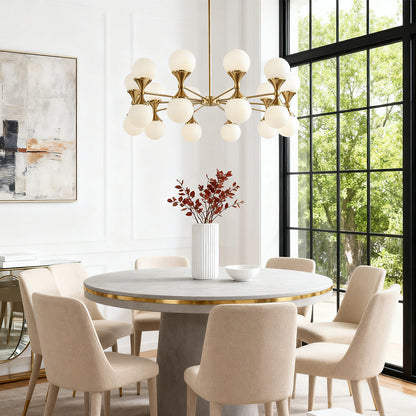 Full Copper Bubble Glass Chandelier with Transparent Glass Globes