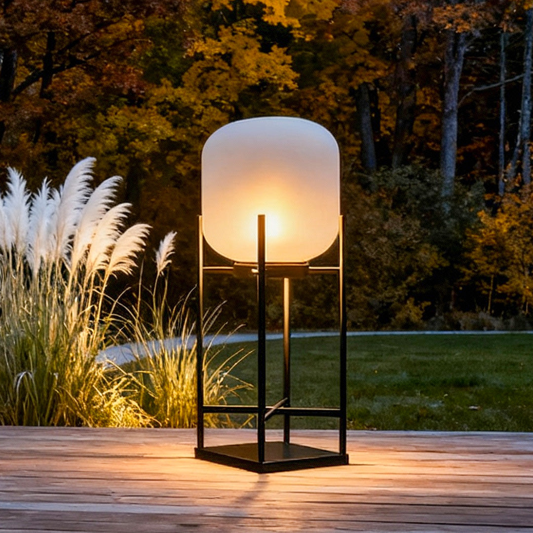 Retro Modern Stainless Steel Lantern LED Outdoor Floor Lamp IP65 Solar/Hardwired E27