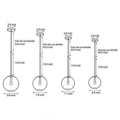 Nordic Clear Glass Globe Pendant Light with Gold Iron Hardware