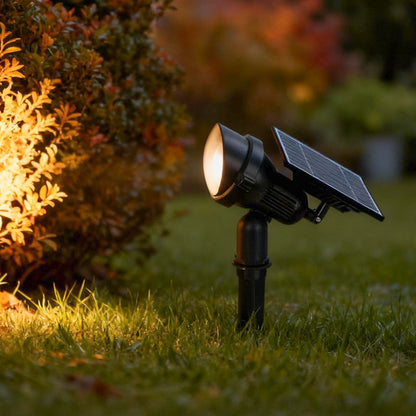 Solar Spotlight Outdoor Adjustable Aluminum LED 10W IP54 White Warm White RGB Dusk to Dawn Ground Spike or Base Mount Garden Tree Landscape
