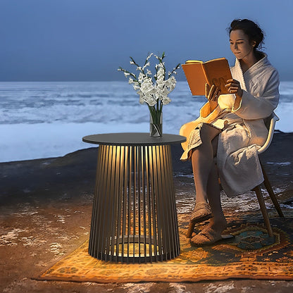 Solar Coffee Table Outdoor Iron Cage Lantern Warm White or RGB LED IP65 20'' Diameter Balcony Garden Patio