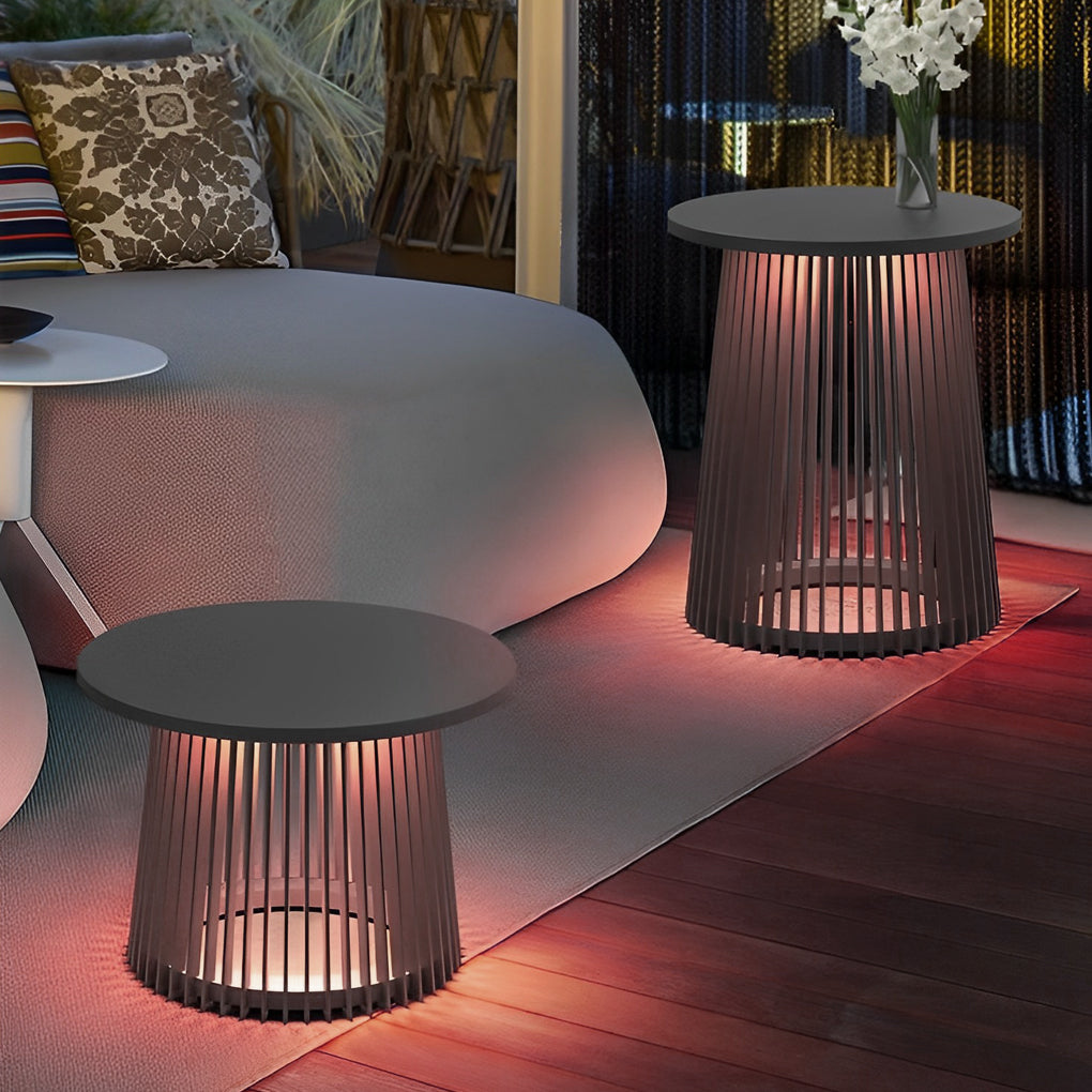 Solar Coffee Table Outdoor Iron Cage Lantern Warm White or RGB LED IP65 20'' Diameter Balcony Garden Patio