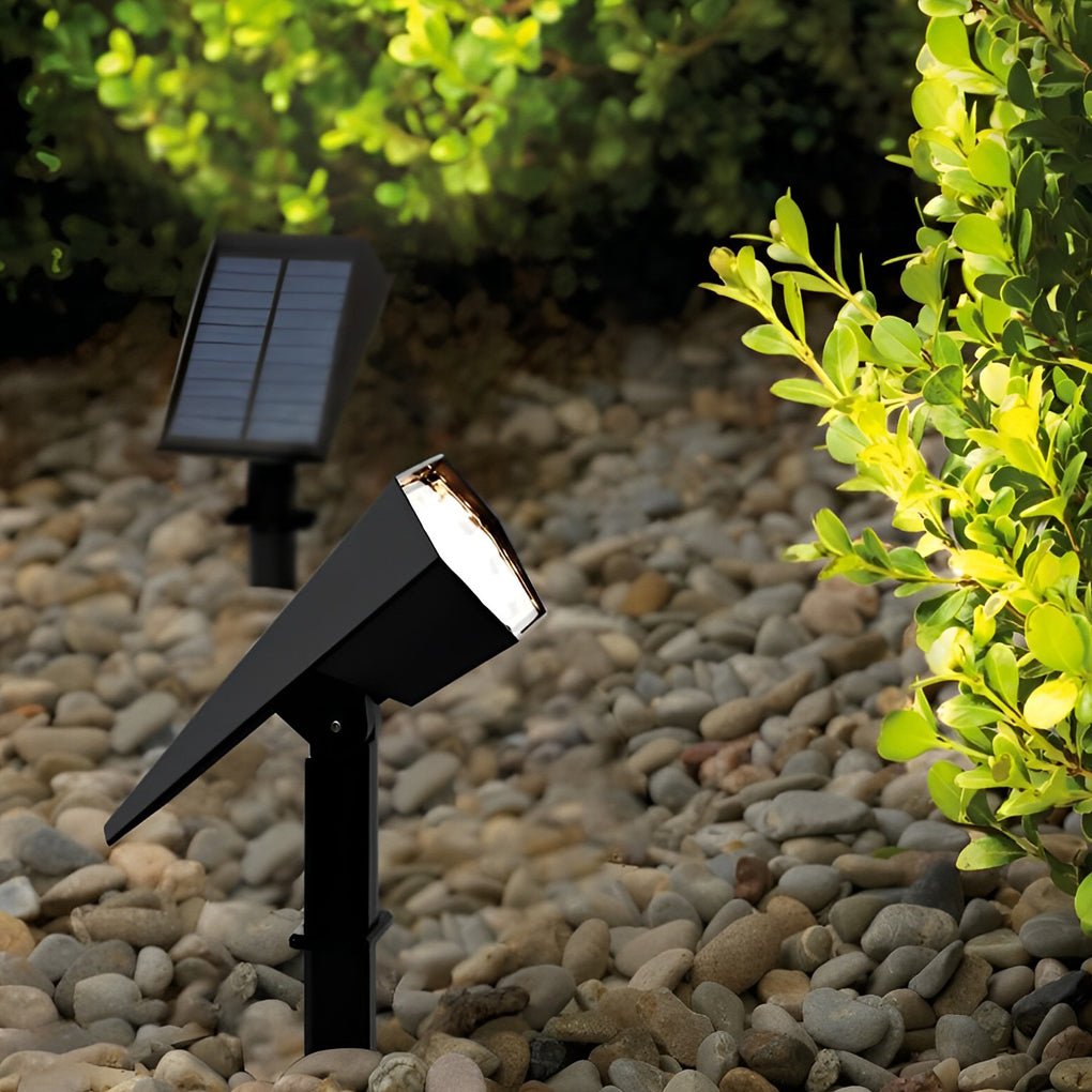 Solar Spotlight Outdoor Adjustable Garden Spike Light LED IP65 Warm White RGB 3W 210LM Auto Dusk to Dawn Black 2 Pack