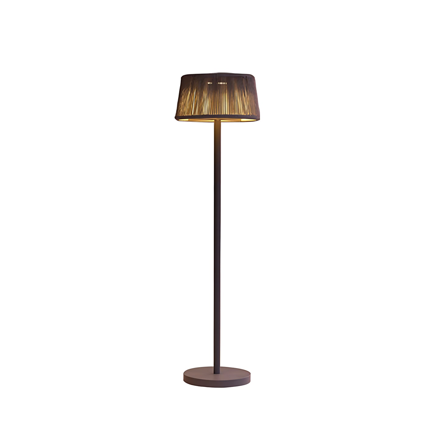 Mid-Century Modern Woven Linen Outdoor Floor Lamp IP65 Solar/Hardwired OSRAM 3000K