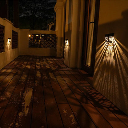 Solar Hollow Outdoor Wall Sconce Fence Light Shadow Pattern LED Dusk to Dawn