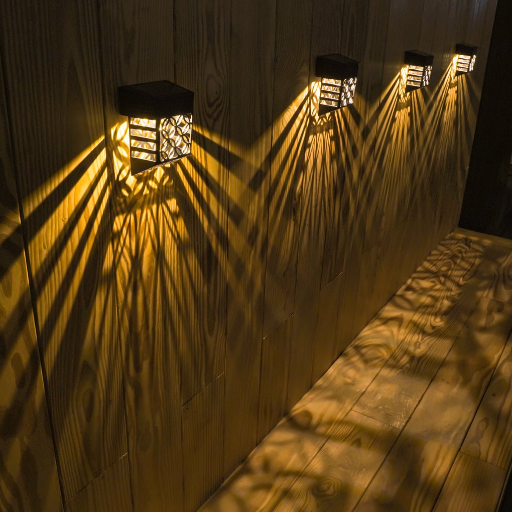 Solar Hollow Outdoor Wall Sconce Fence Light Shadow Pattern LED Dusk to Dawn