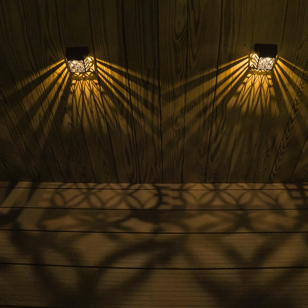 Solar Hollow Outdoor Wall Sconce Fence Light Shadow Pattern LED Dusk to Dawn