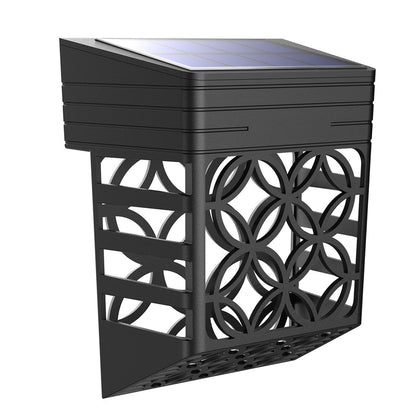 Solar Hollow Outdoor Wall Sconce Fence Light Shadow Pattern LED Dusk to Dawn