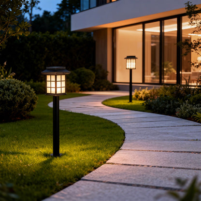 Solar LED Path Light Outdoor Copper Garden Landscape Walkway Ground Stake Lighting