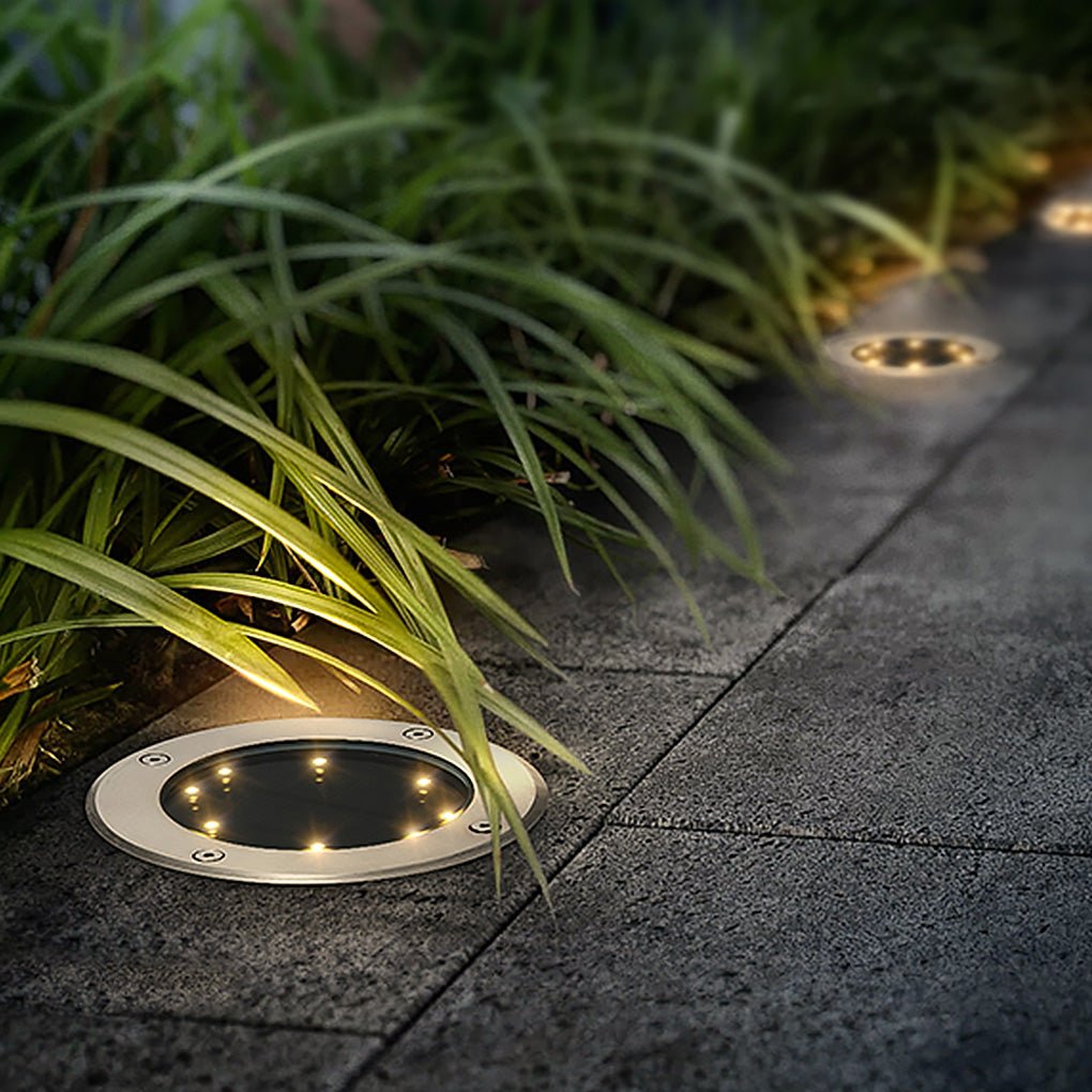 Solar Flat Garden Ground Light Aluminum Alloy Tempered Glass Side-Emitting LED IP65 Buried or Lawn