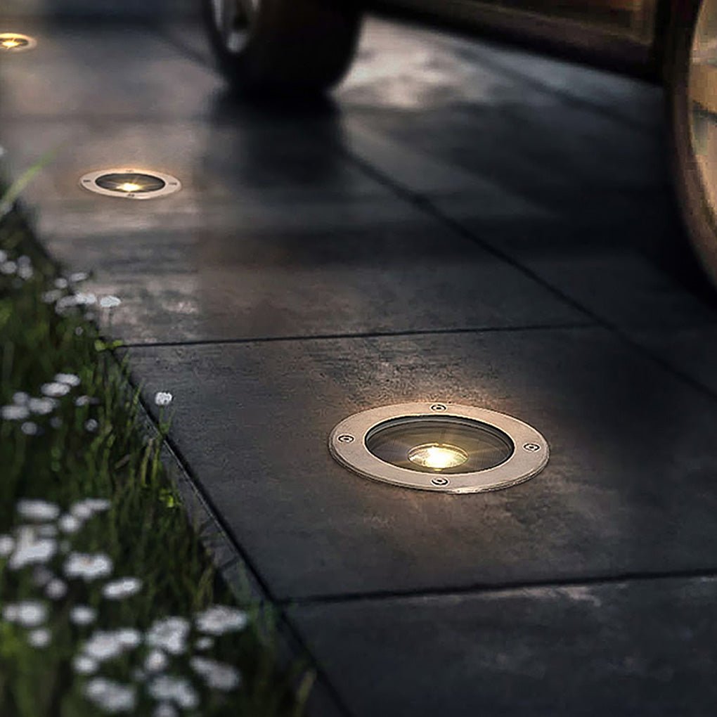 Solar Flat Garden Ground Light Aluminum Alloy Tempered Glass Side-Emitting LED IP65 Buried or Lawn