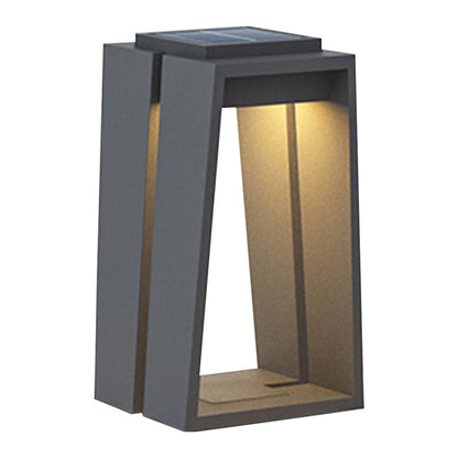 Minimalist Trapezoid Solar Bollard Light 5W LED Warm White Outdoor IP54 2 Heights