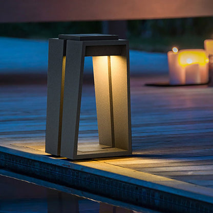 Minimalist Trapezoid Solar Bollard Light 5W LED Warm White Outdoor IP54 2 Heights