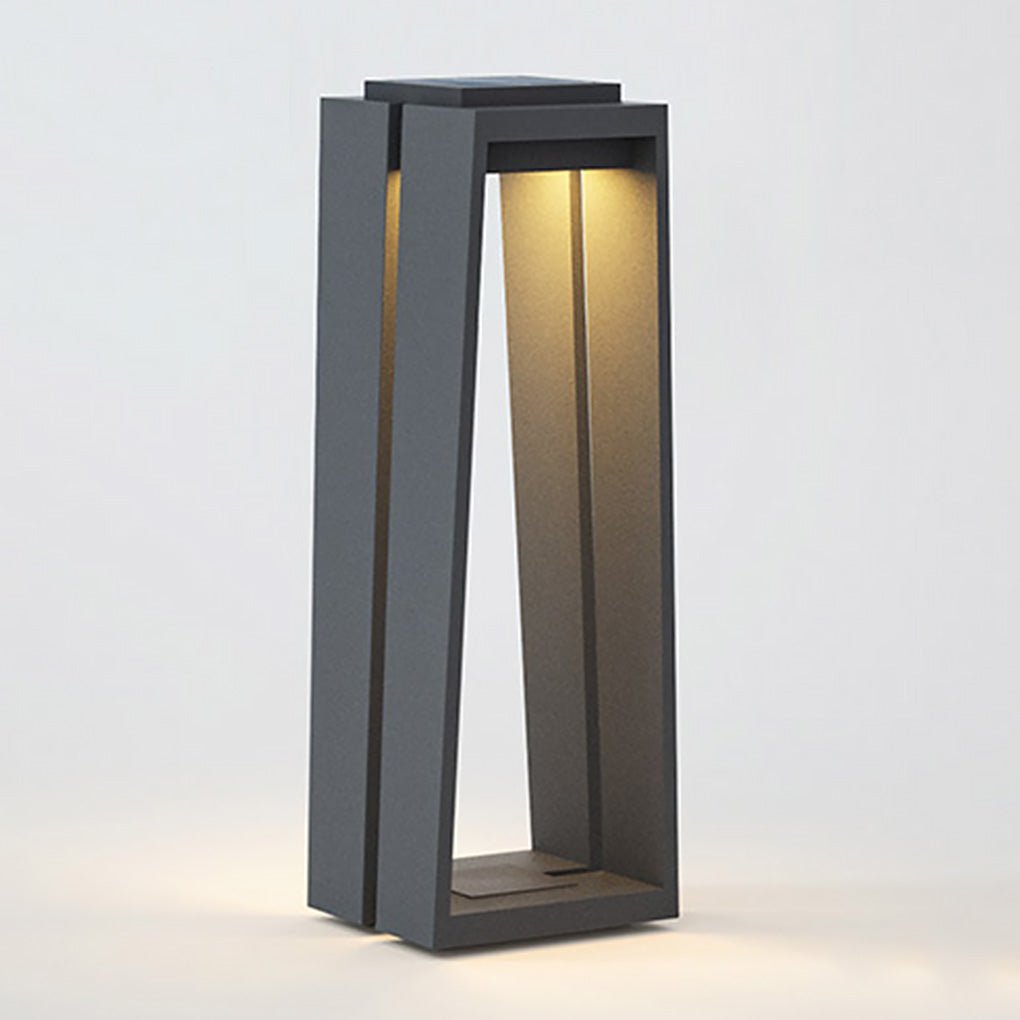 Minimalist Trapezoid Solar Bollard Light 5W LED Warm White Outdoor IP54 2 Heights