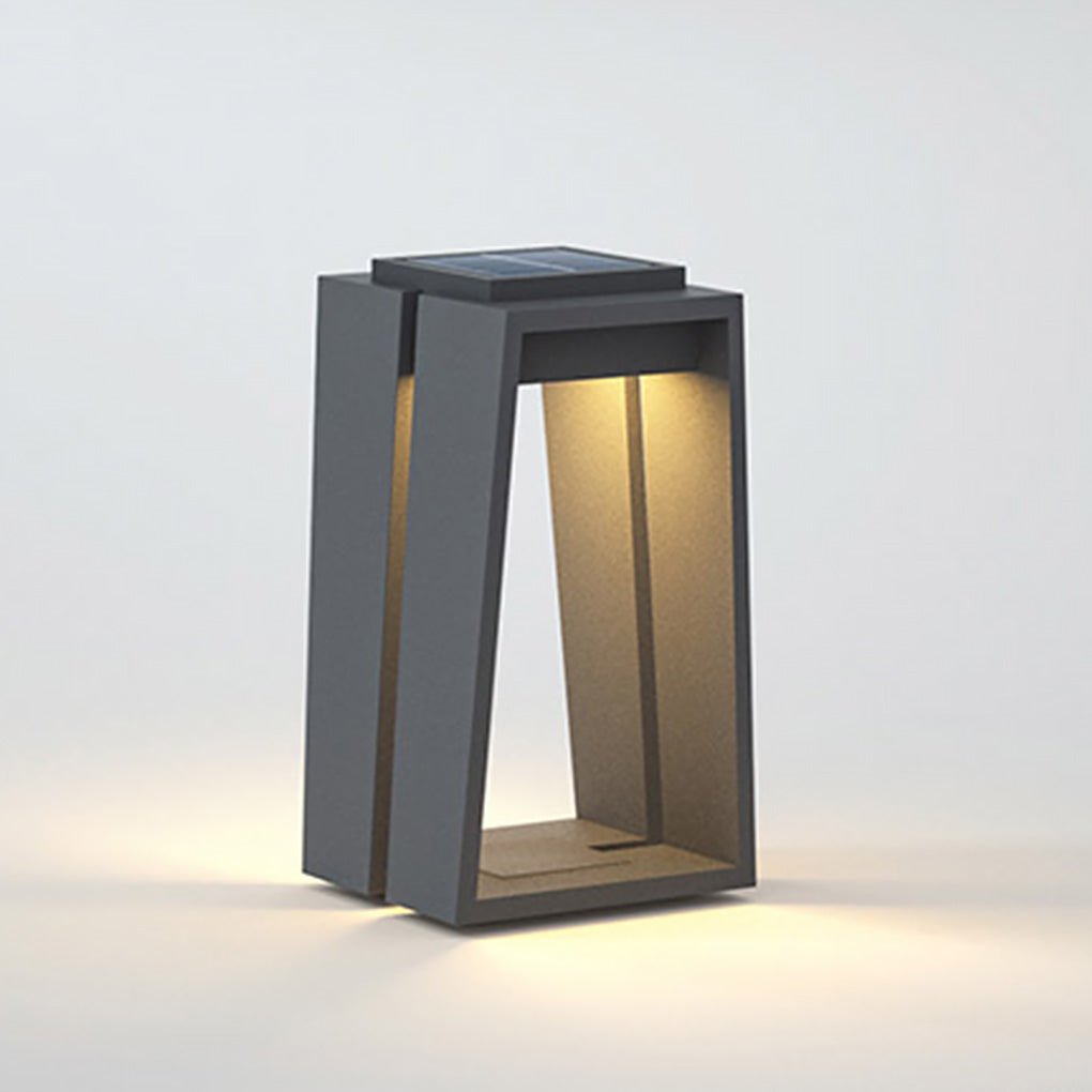 Minimalist Trapezoid Solar Bollard Light 5W LED Warm White Outdoor IP54 2 Heights