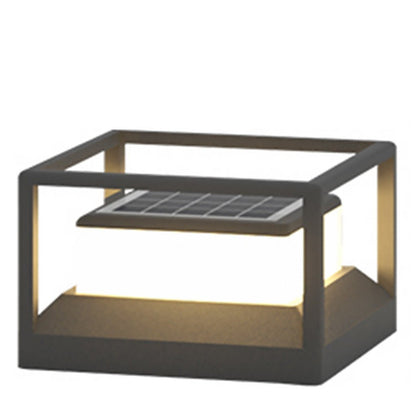 Stone Look Gray Aluminum Outdoor Pillar Light PC Shade Solar or Hardwired IP55 3000K 4 Sizes Courtyard Villa