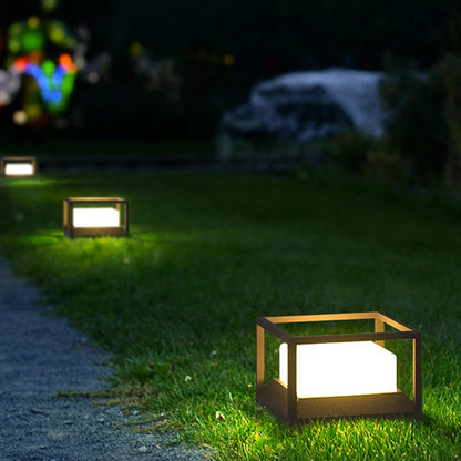 Stone Look Gray Aluminum Outdoor Pillar Light PC Shade Solar or Hardwired IP55 3000K 4 Sizes Courtyard Villa